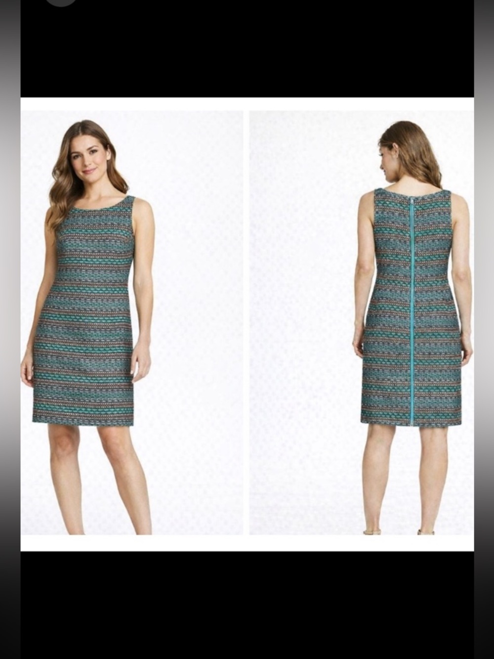 Adrianna Papell Beaded Jacquard Shift Dress Women 8 Knee Length Party Career NWT